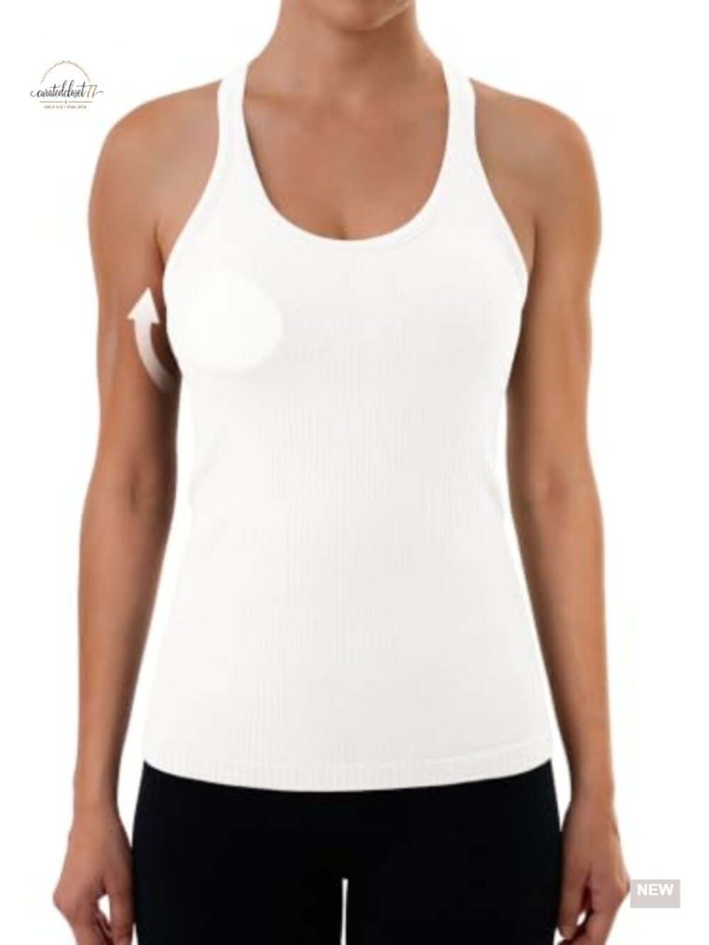 Women's Ribbed Seamless Racerback Tank Top with Built In Bra Removable Pads